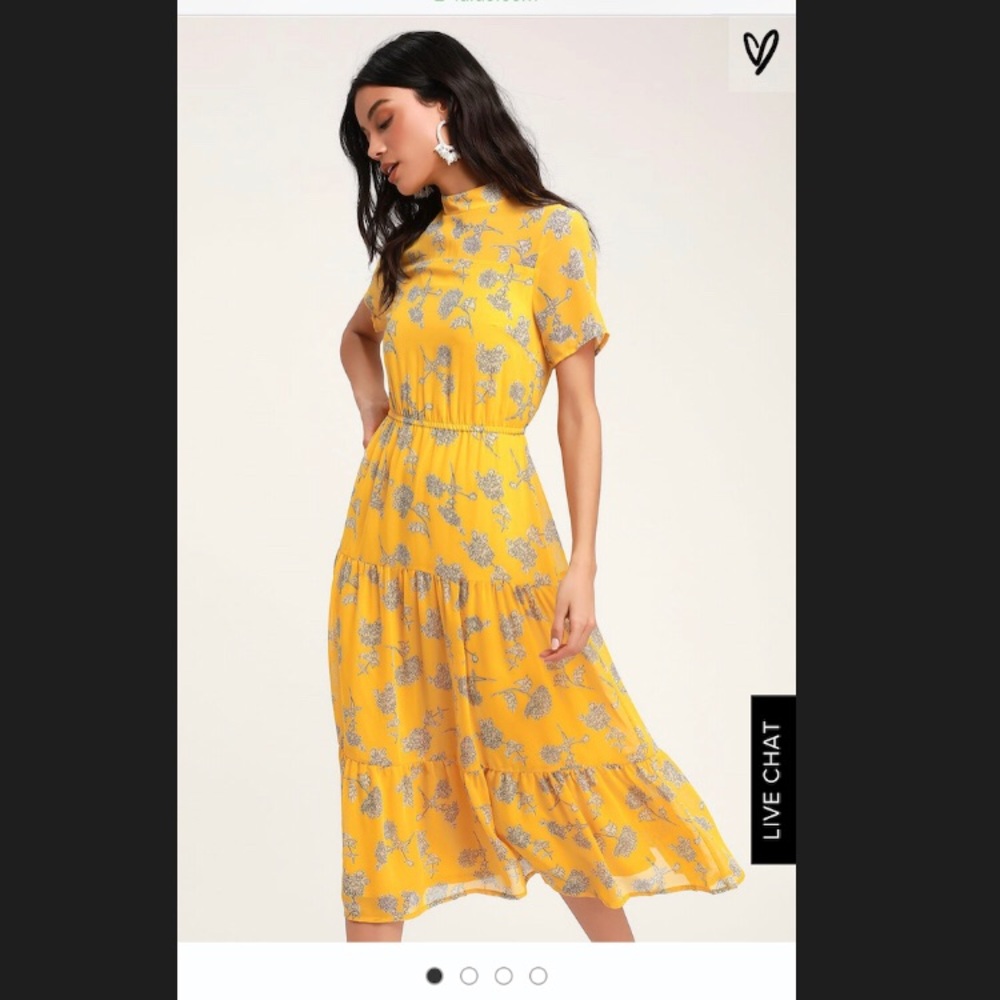 Yellow midi floral dress
